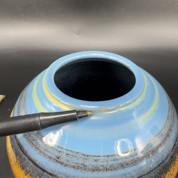 Hand Made Studio Pottery Signed Grammichble Round Bottom Stoneware Vase Vessel - Picture 5 of 12